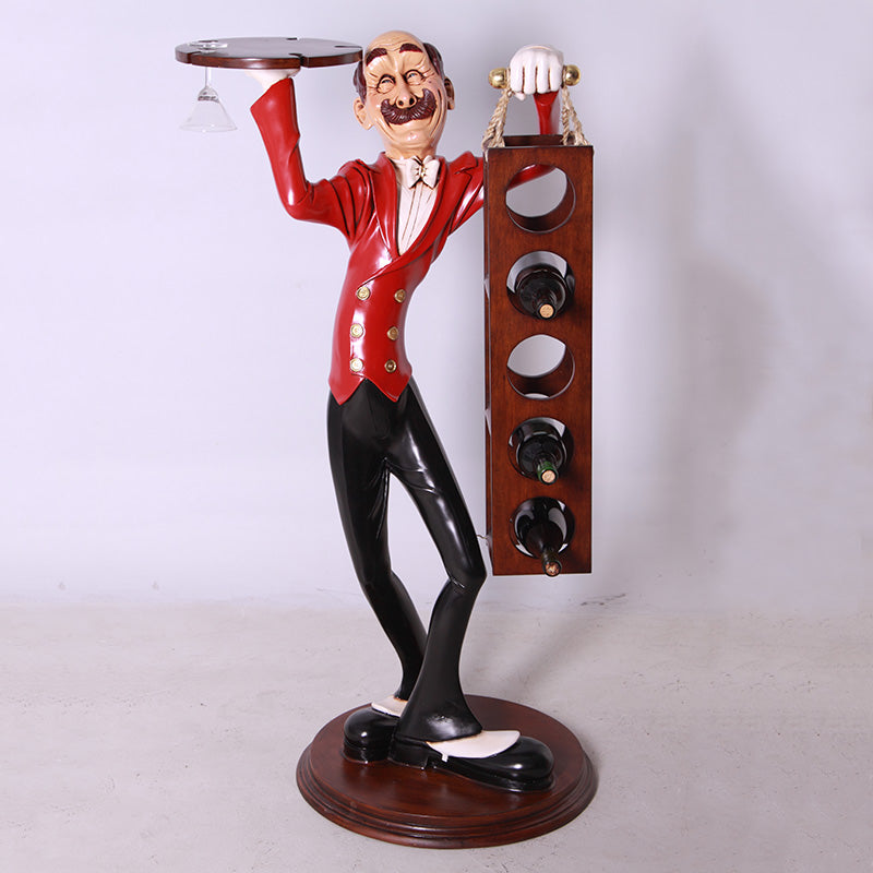 Skinny Wine Waiter Life Size Statue