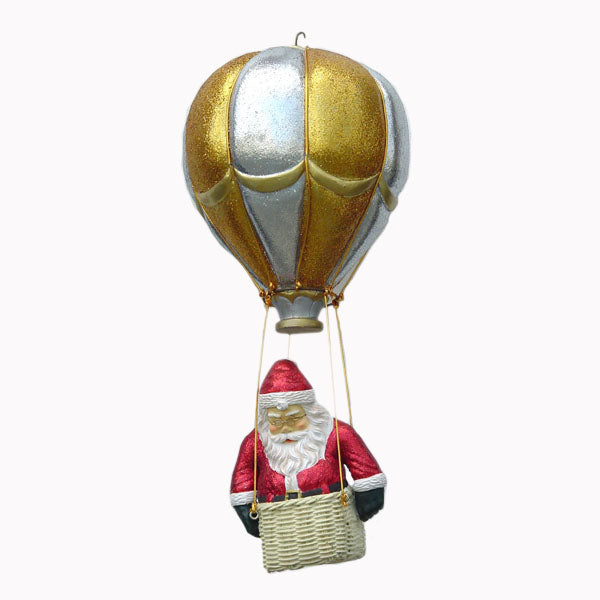 Santa on Balloon with Glitter Life Size Statue