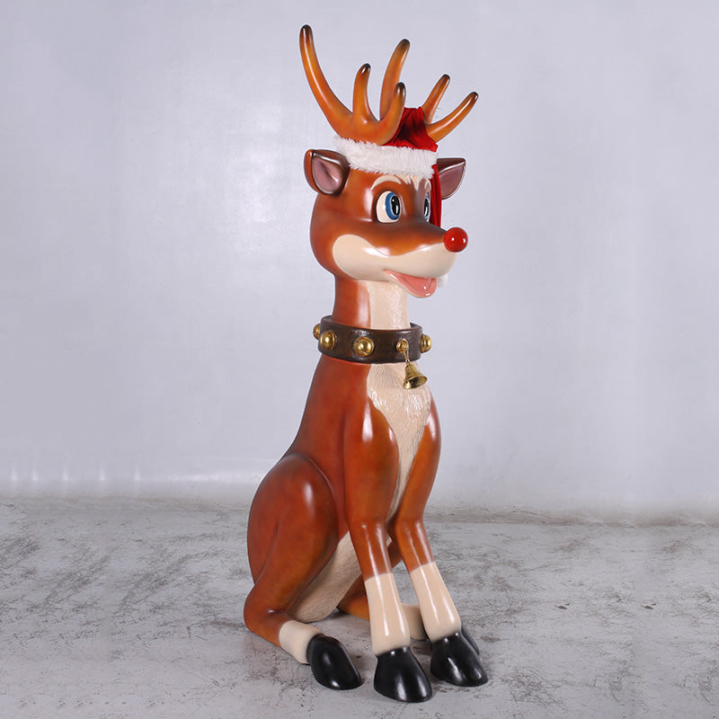 Funny Reindeer Sitting Life Size Statue