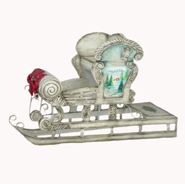 Snow Wagon with Ribbon Life Size Statue