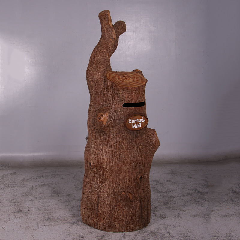 Santa's Tree Stump Mailbox Life Size Statue