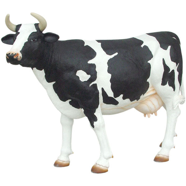 Cow with Head Up Life Size Statue