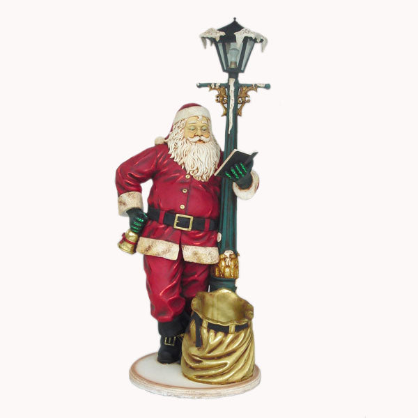 Santa Claus with Lamp Post Large Life Size Statue