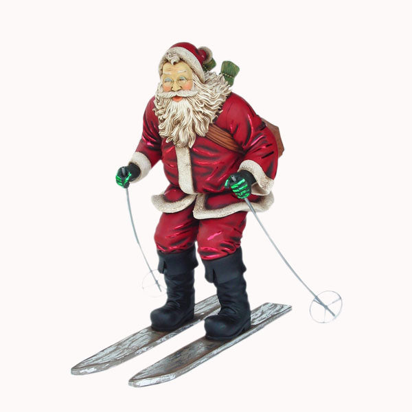 Santa on Ski Life Size Statue