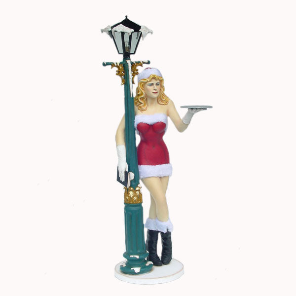 Sexy Santa with Lamp Post Life Size Statue