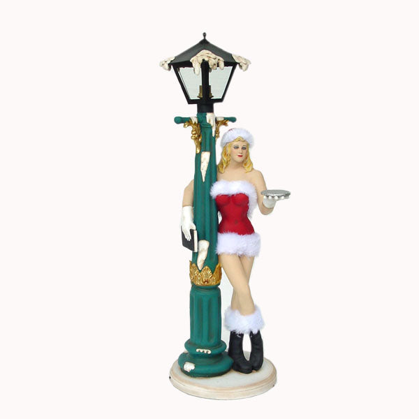 Sexy Santa with Lamp Post Life Size Statue