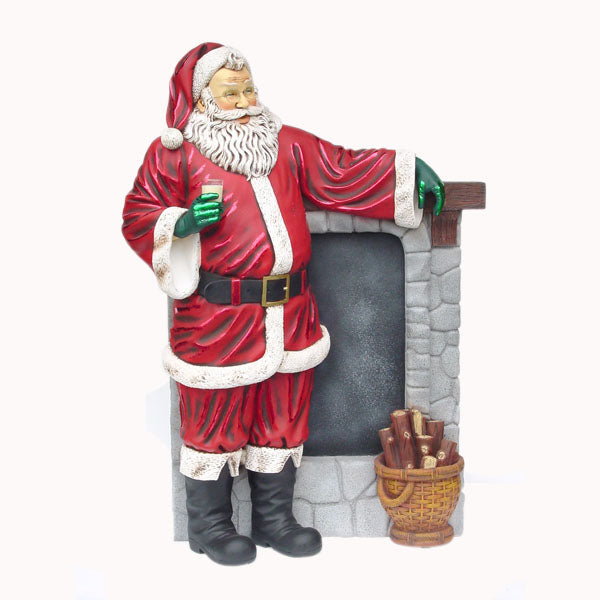 Santa Standing Beside a Chimney Life Size Statue