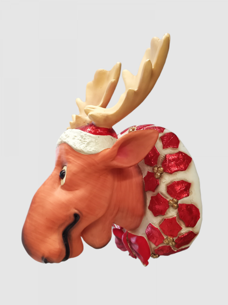 Funny Christmas Moose Head Life Size Statue