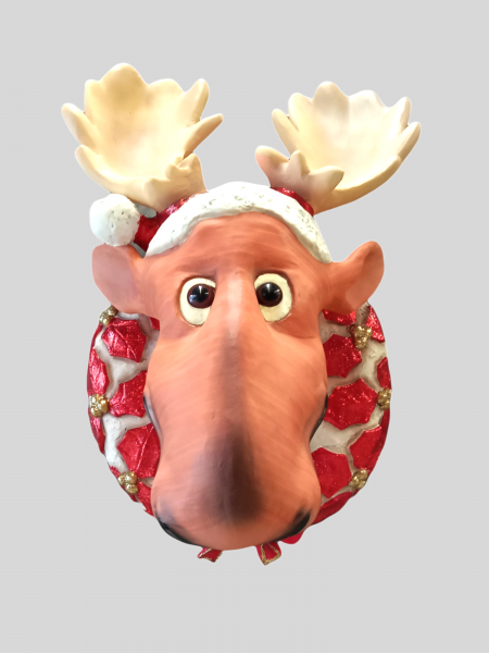 Funny Christmas Moose Head Life Size Statue