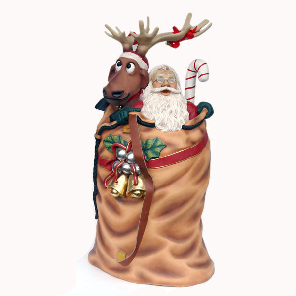 Santa Claus In Sack Life Size Statue