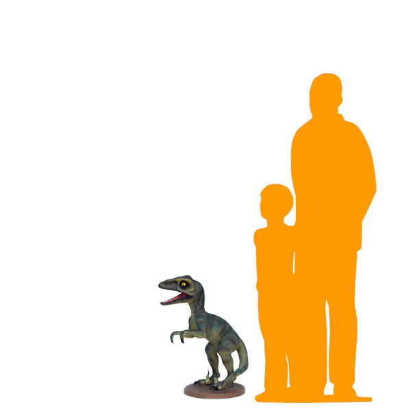 Green Raptor Dinosaur Life Size Statue