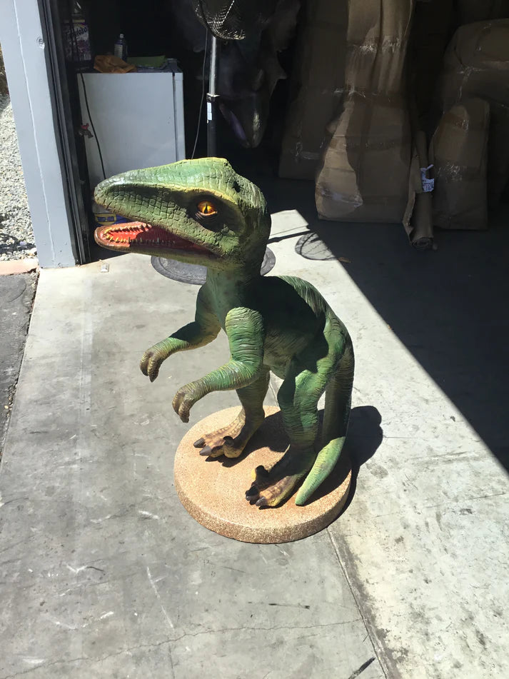 Green Raptor Dinosaur Life Size Statue