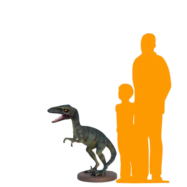 Green Raptor Dinosaur Life Size Statue