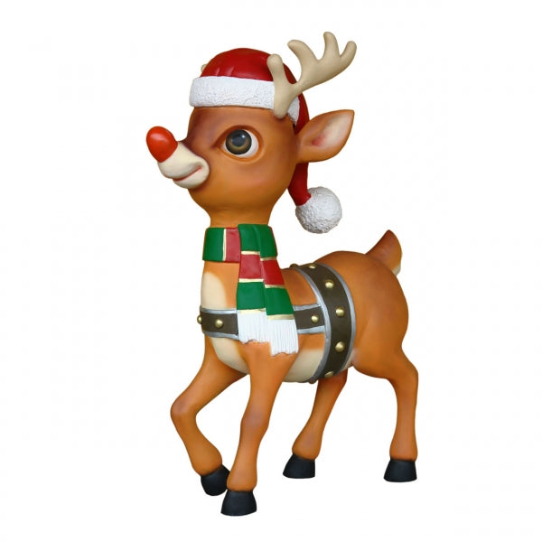 Reindeer with Red Nose Life Size Statue