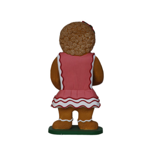 Gingerbread Girl with Gift Life Size Statue