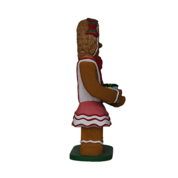 Gingerbread Girl with Gift Life Size Statue