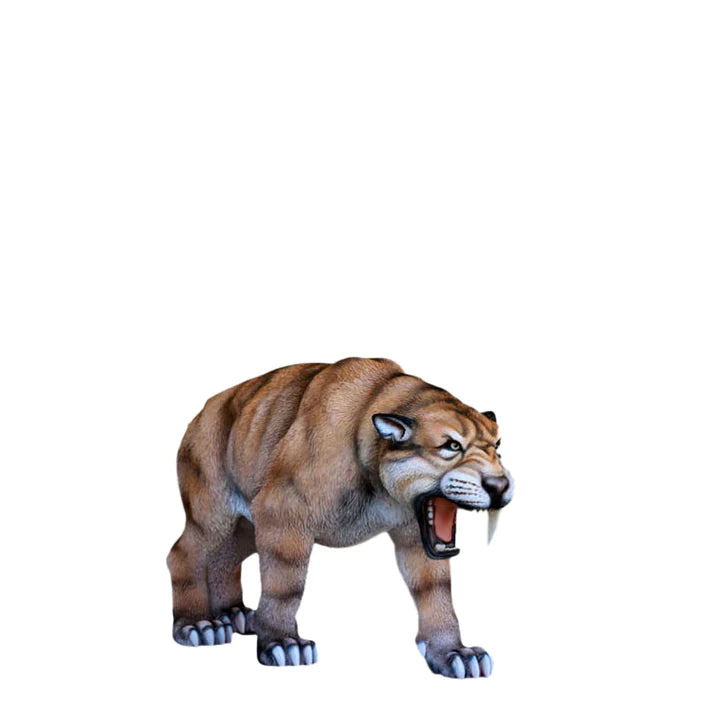 Saber Tooth Tiger Growling Life Size Statue