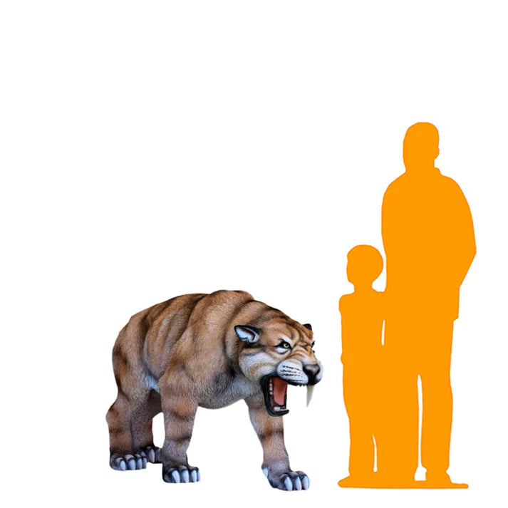 Saber Tooth Tiger Growling Life Size Statue