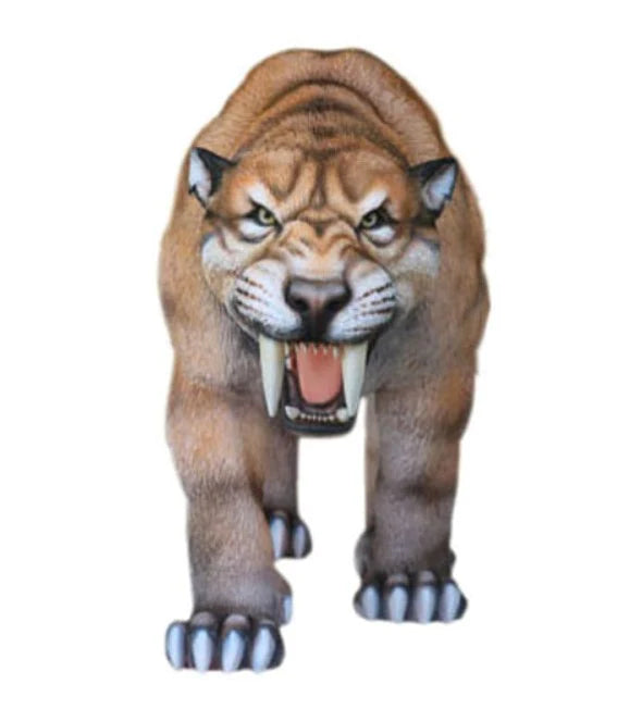 Saber Tooth Tiger Growling Life Size Statue