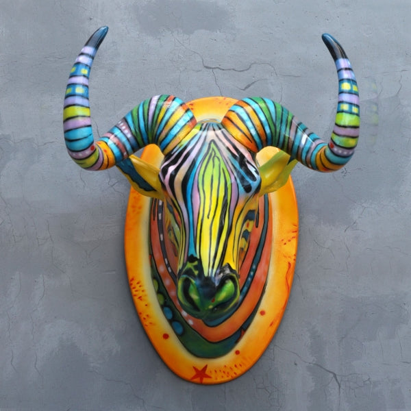 Pop Wildebeest Head Life Size Statue