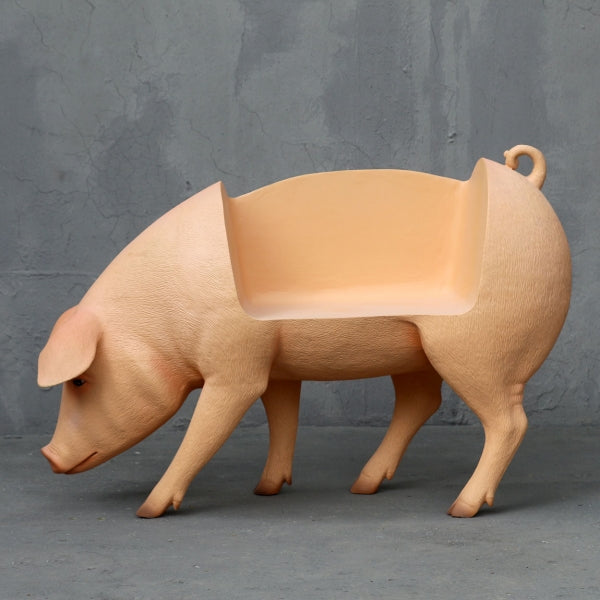 Pig Bench Life Size Statue