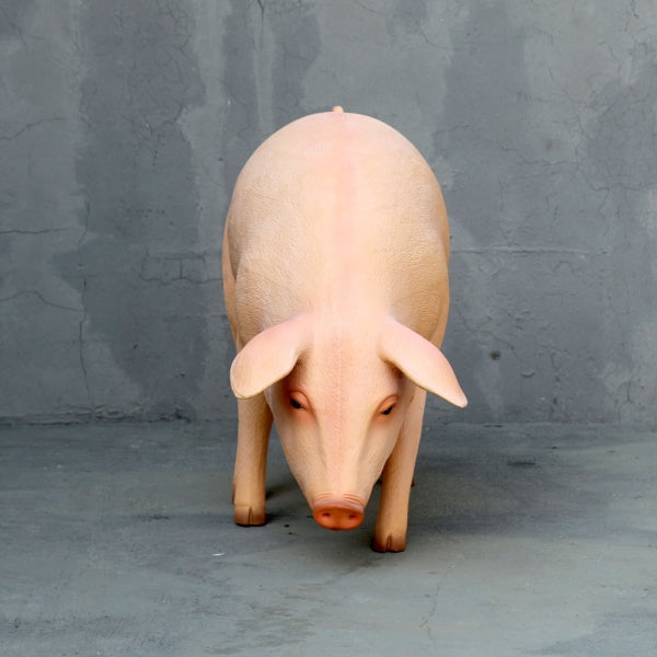 Pig Head Down Life Size Statue