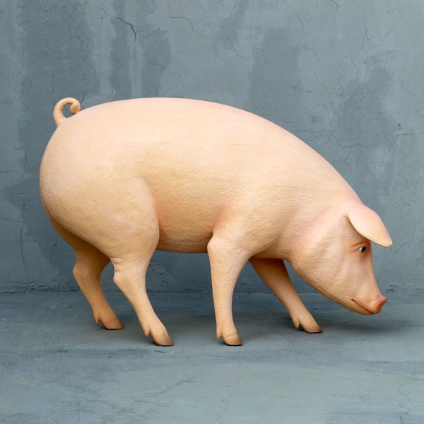 Pig Head Down Life Size Statue