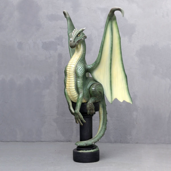 Dragon on Pedestal Life Size Statue