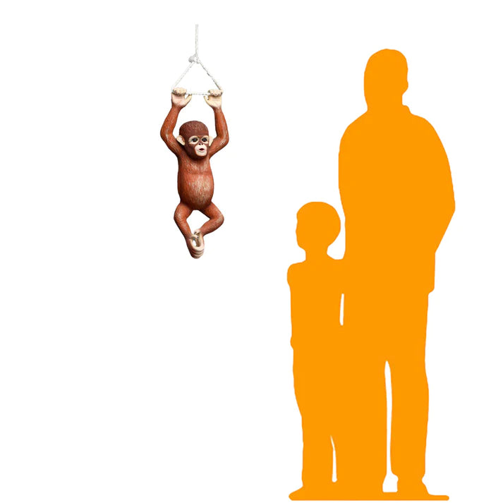 Baby Orangutan Hanging Life Size Statue