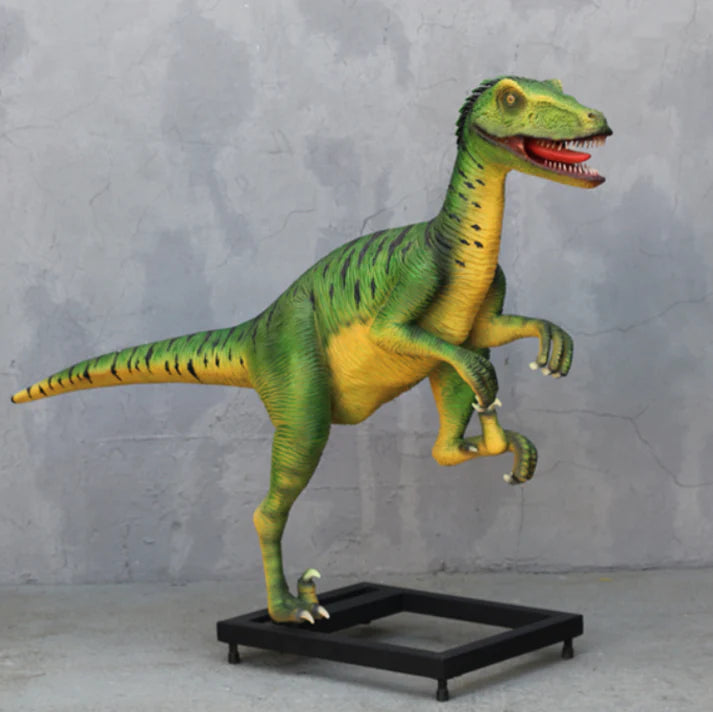 Green Deinonychus Dinosaur Life Size Statue