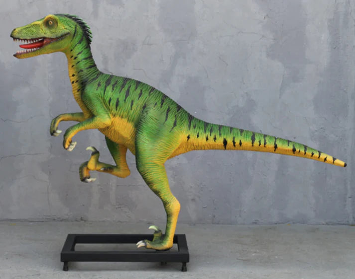 Green Deinonychus Dinosaur Life Size Statue