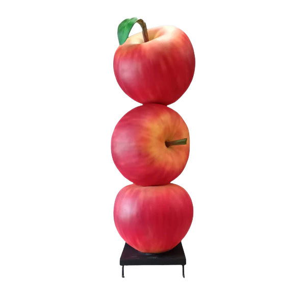 Stacked Red Apple Tower Over Sized Statue