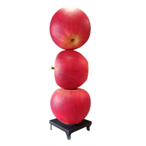 Stacked Red Apple Tower Over Sized Statue