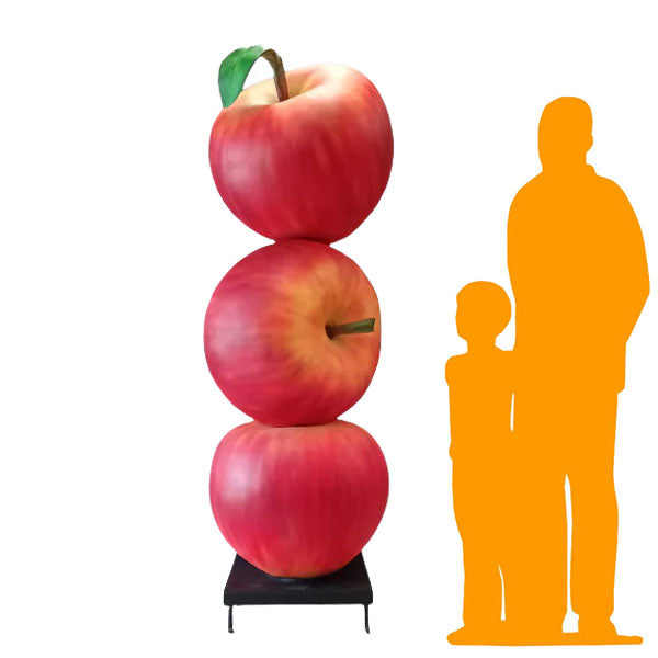 Stacked Red Apple Tower Over Sized Statue