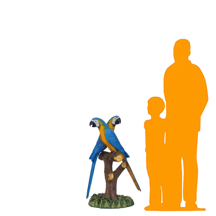 Macaw Parrots On Branch Life Size Statue