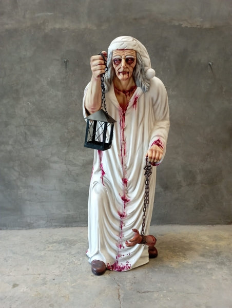 Scary Old Man with Bloody Hand Life Size Statue