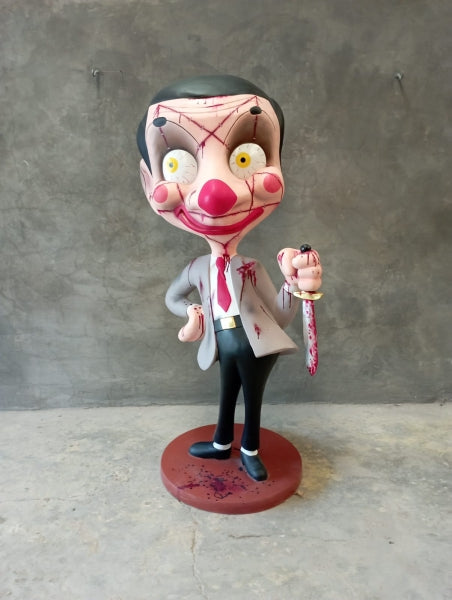 Scary Comic with Knife Life Size Statue