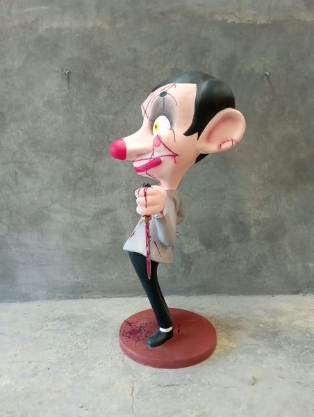 Scary Comic with Knife Life Size Statue
