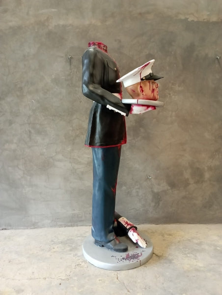 Scary Marine Head on Plate Life Size Statue