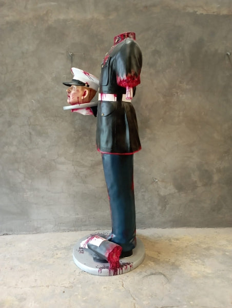 Scary Marine Head on Plate Life Size Statue