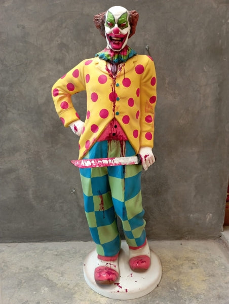 Scary Clown with Knife #2 Life Size Statue