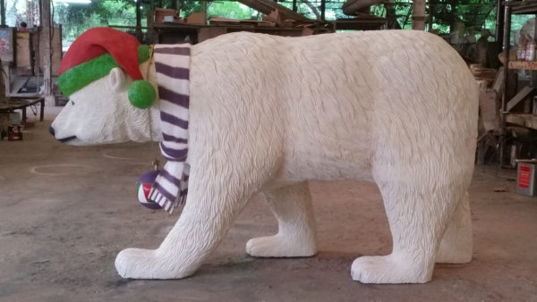 Polar Bear Walking Life Size Statue