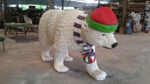 Polar Bear Walking Life Size Statue