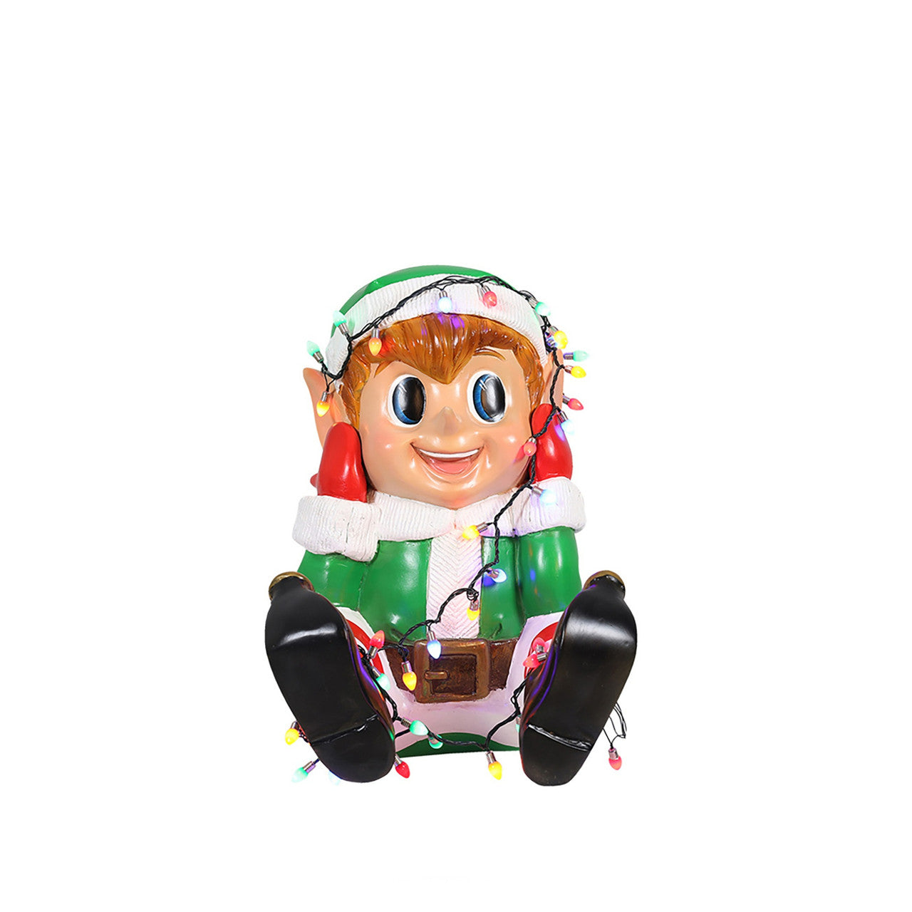 Elf Boy Playing with Lights Life Size Statue