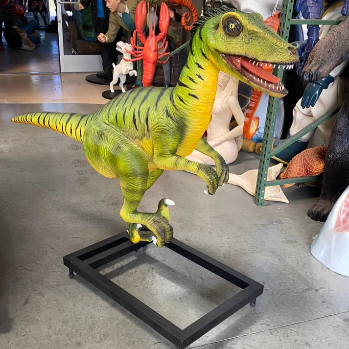 Green Deinonychus Dinosaur Life Size Statue