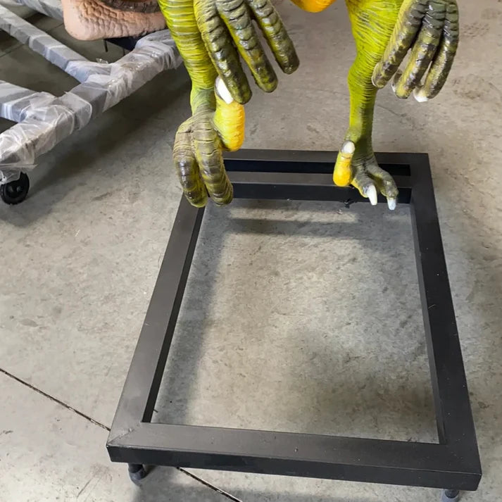 Green Deinonychus Dinosaur Life Size Statue