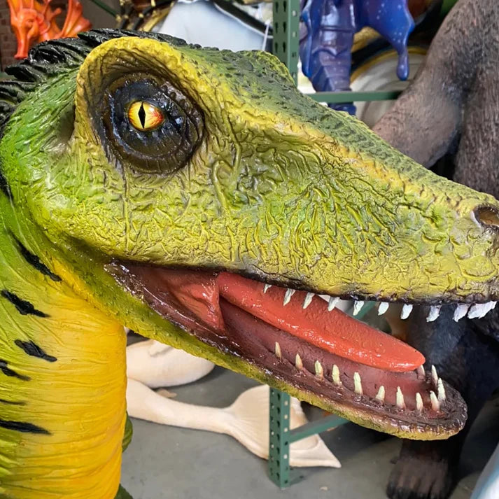 Green Deinonychus Dinosaur Life Size Statue