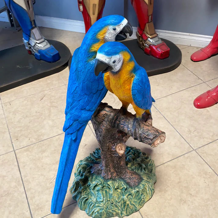 Macaw Parrots On Branch Life Size Statue