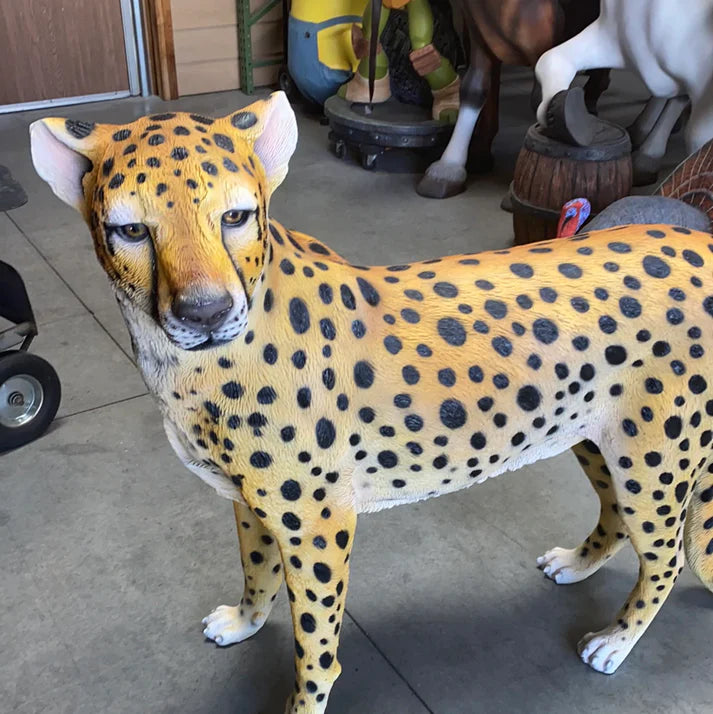 Cheetah Standing Life Size Statue