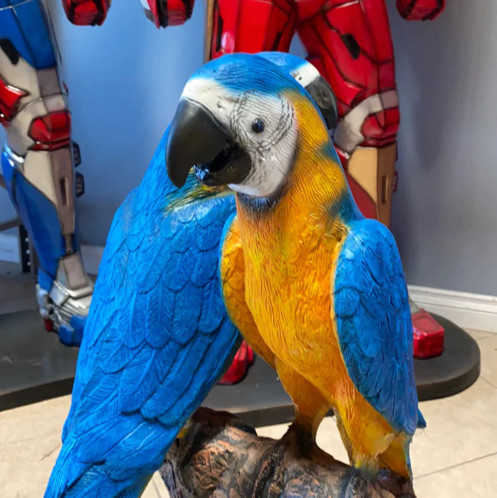 Macaw Parrots On Branch Life Size Statue